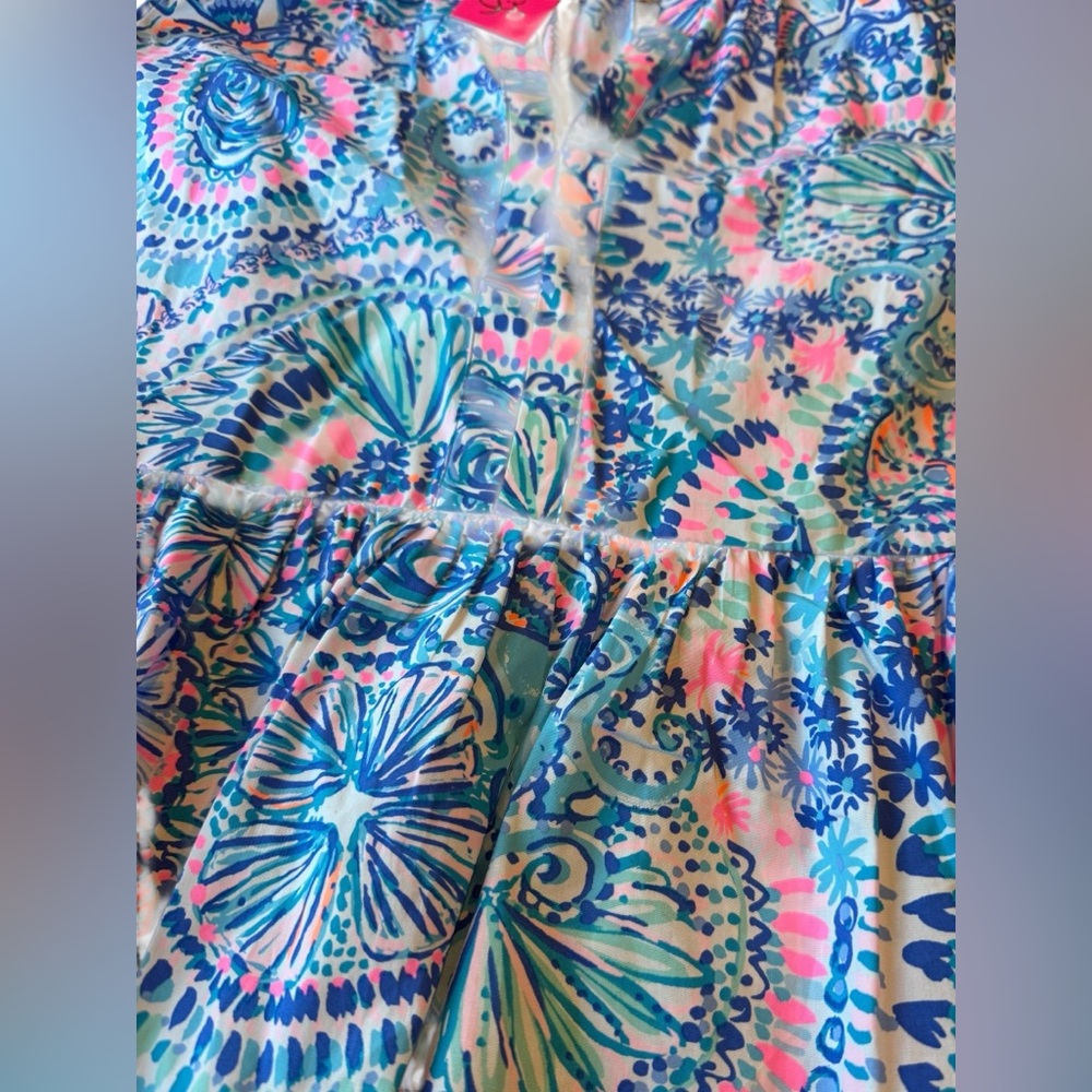 Lilly Pulitzer Blouse Novella Ruffle Hem Tank Top Women’s Size Large NWT - Picture 7 of 16